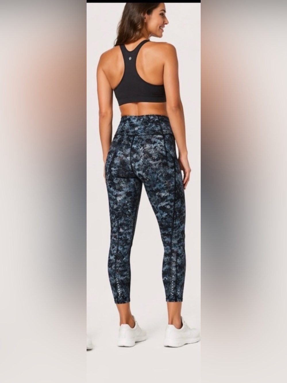 Lululemon Fast and Free High Rise Tight 25 Ice Dye Cerulean Blue Sz 4 Nulux